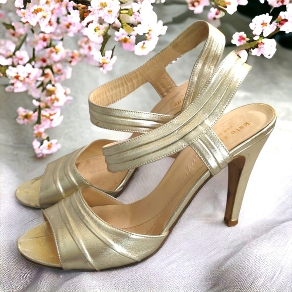 Kate Spade Soft Gold Leather Lightweight Slingback Sandals Size 8.5 - Picture 8 of 16